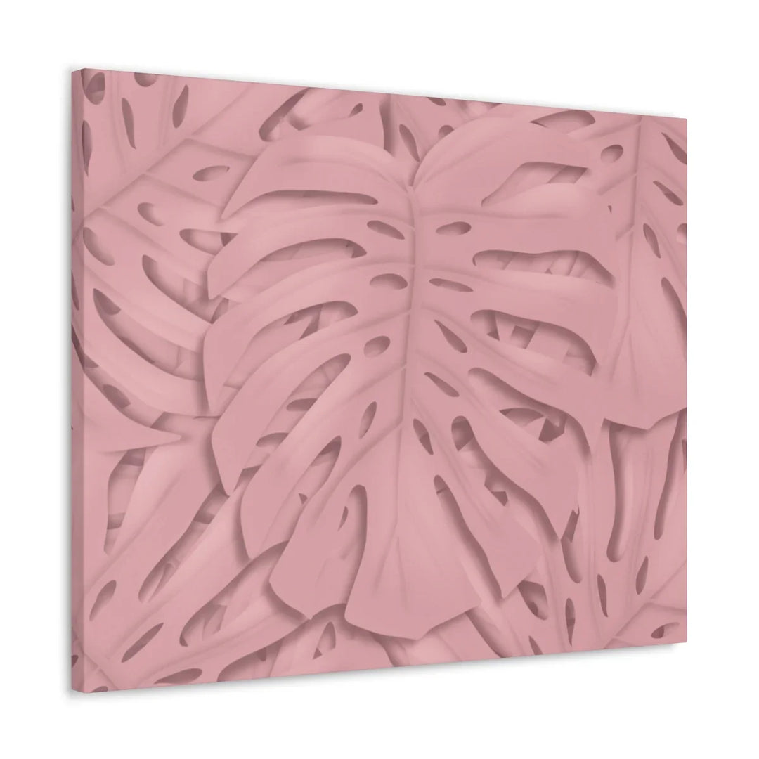 Monstera Canvas Art | Pink Wall Art - Botanical Wall Decor on Stretched Cotton Canvas Print