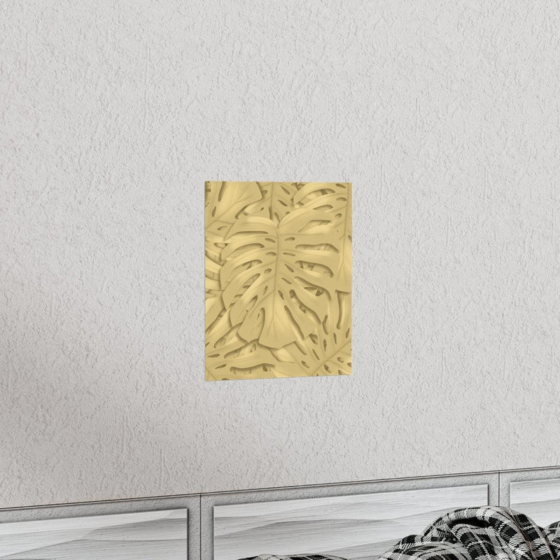 Golden Monstera Pattern Print, Poster, Laura Christine Photography & Design, Back to School, Home & Living, Indoor, Matte, Paper, Posters, Valentine&