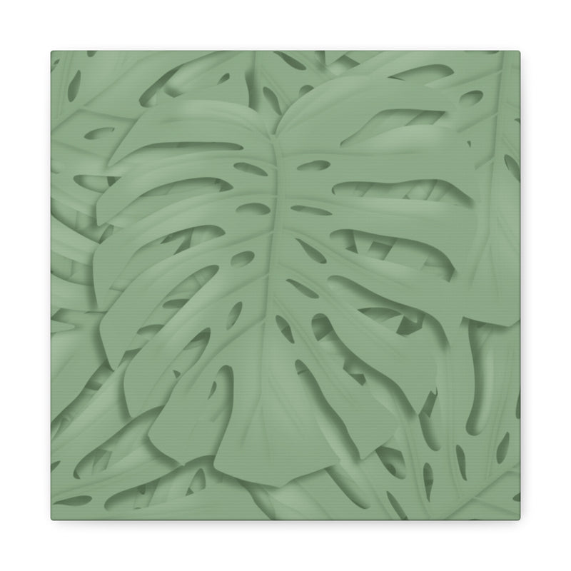 Deep Sage Monstera Canvas