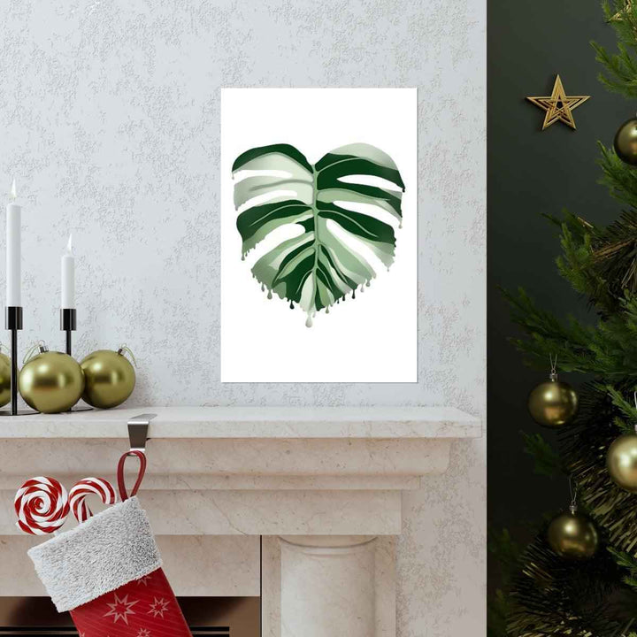 Melting Monstera Albo Print - Fine Art Poster | Botanical Wall Art on Matte Paper Unframed