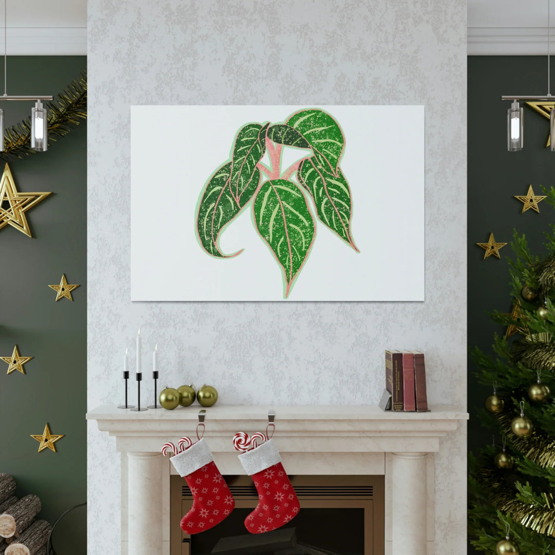 Aglaonema Plant Canvas | Sparkling Plant Artwork - Colorfast Canvas Art Print Decor