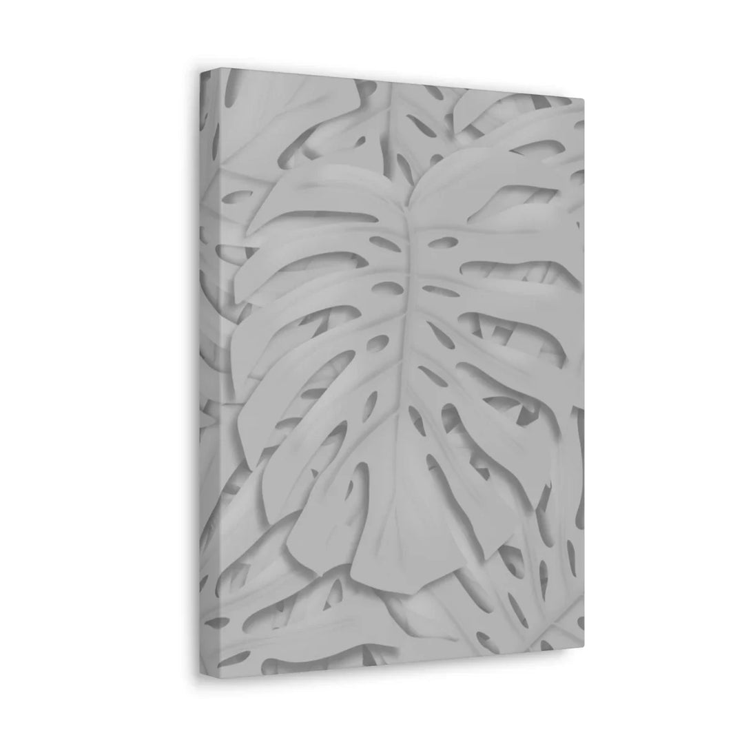 Monstera Canvas Art | Gray Canvas Print - Stretched Cotton Art Print for Indoor Wall Decor