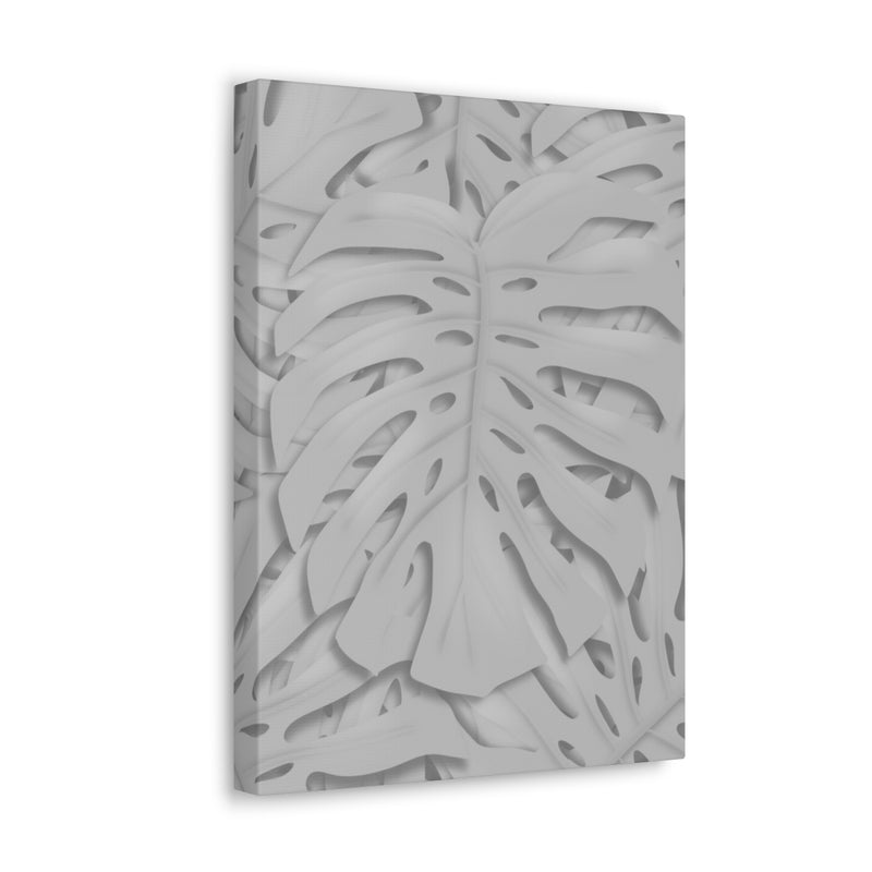 Soft Gray Monstera Canvas