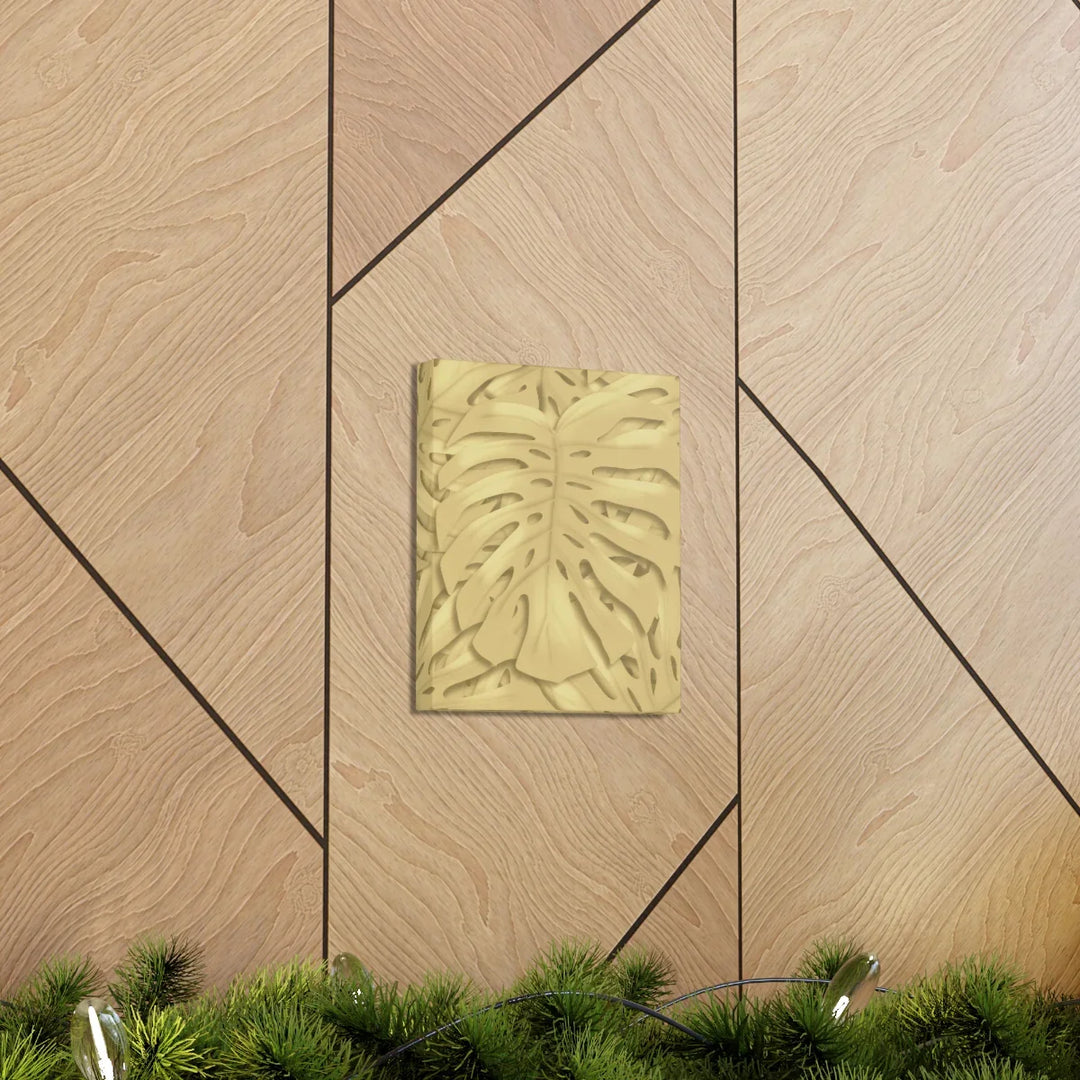 Golden Monstera Canvas - Indoor Wall Art | Durable Matte Finish Canvas Art Print