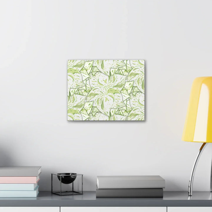 Snow Queen Pothos Canvas – Matte Finish Canvas Art Print | Variegated Botanical Wall Decor