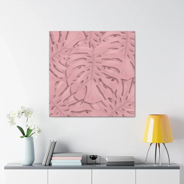 Monstera Canvas Art | Pink Wall Art - Botanical Wall Decor on Stretched Cotton Canvas Print