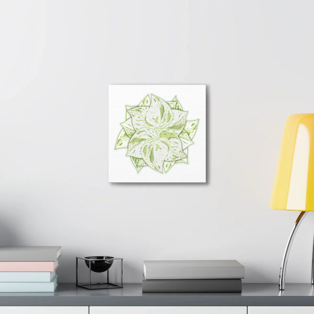 Snow Queen Pothos Canvas – Variegated Leaf Canvas Art Print | Durable Cotton - Laura Christine Photography & Design