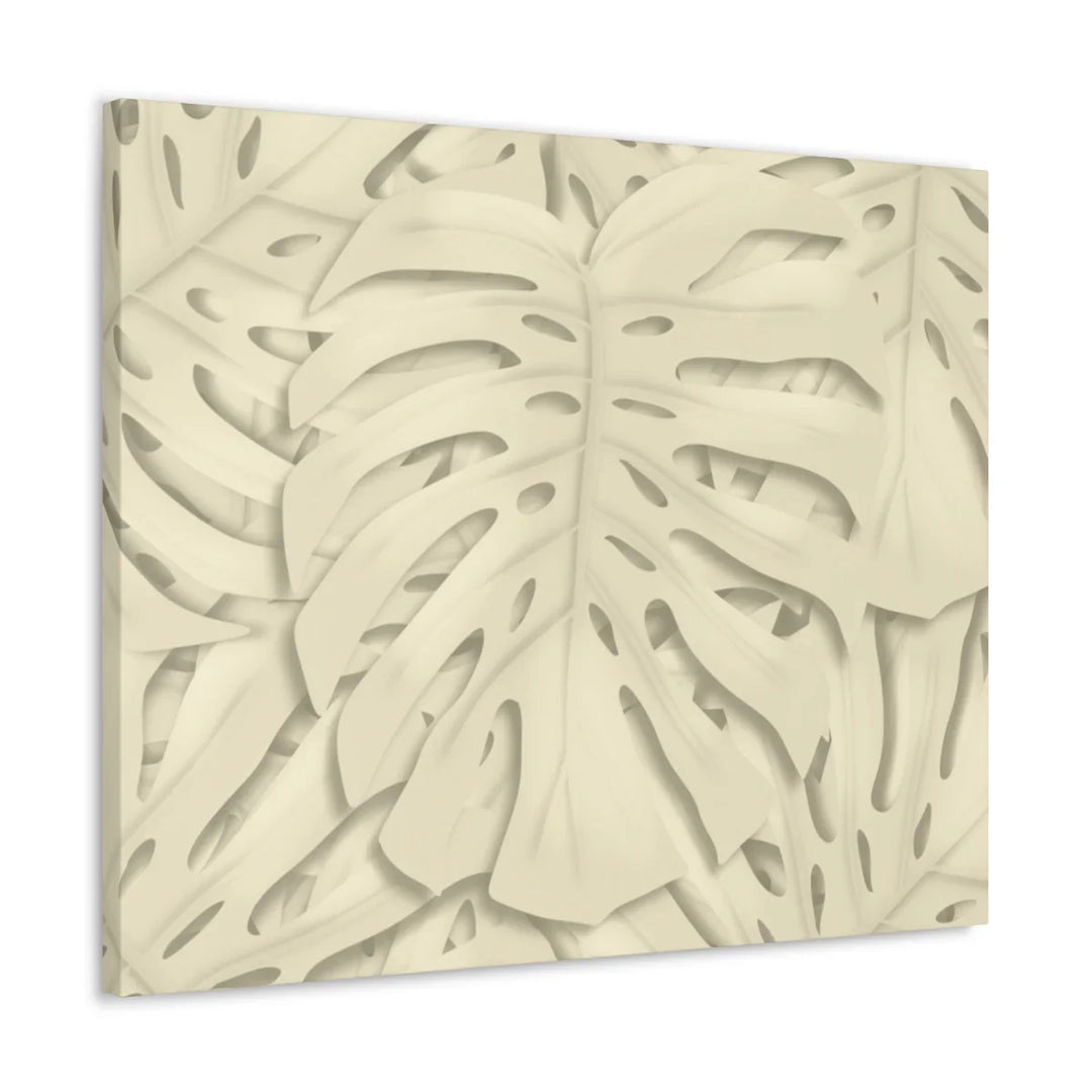 Monstera Canvas Print – Durable Cotton Stretched Canvas Art Print | Beige Botanical Wall Decor