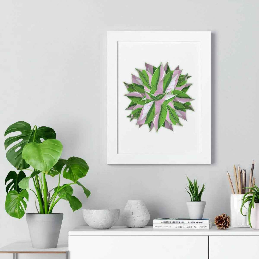Syngonium Tricolor Print - Framed Botanical Art With Matte Finish & Acrylic Cover