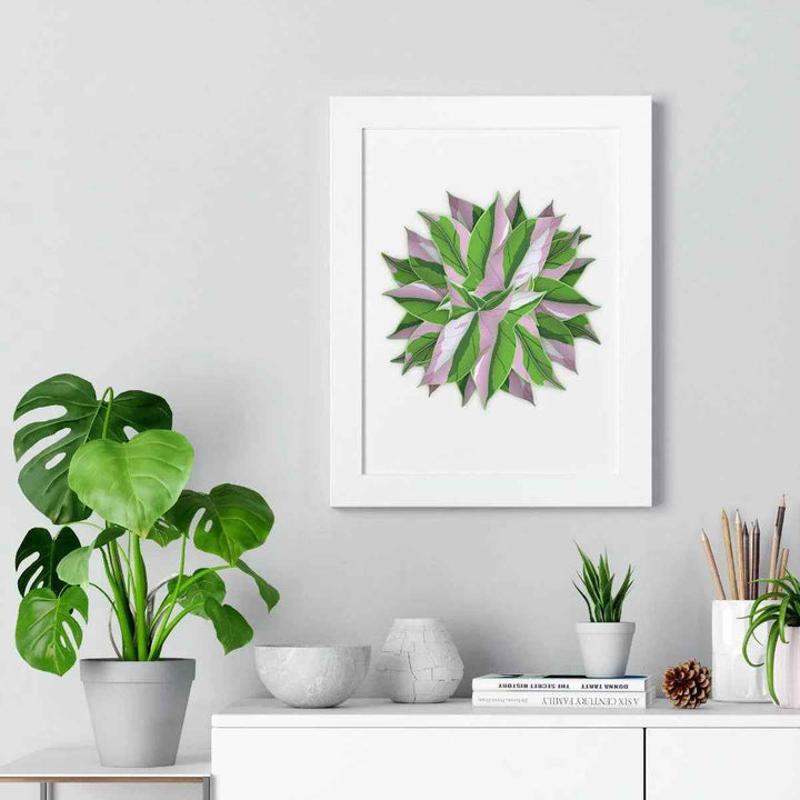 Syngonium Tricolor Print - Framed Botanical Art With Matte Finish & Acrylic Cover
