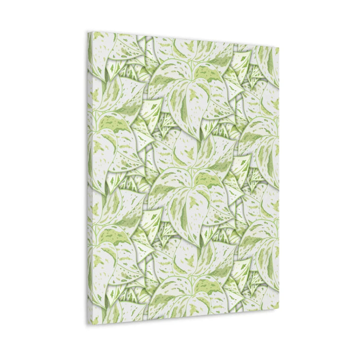 Snow Queen Pothos Canvas – Matte Finish Canvas Art Print | Variegated Botanical Wall Decor