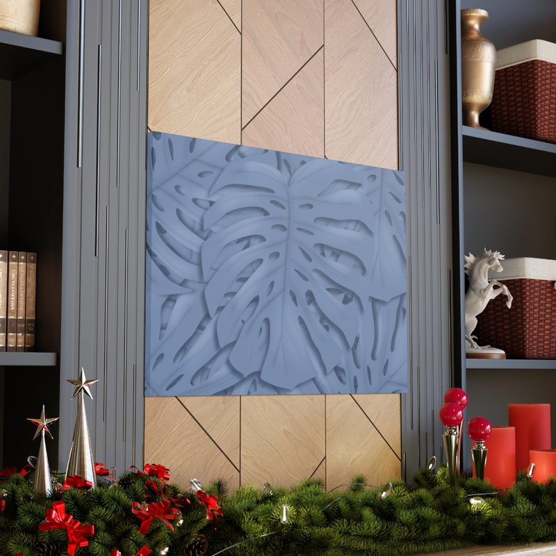 Slate Blue Monstera Canvas