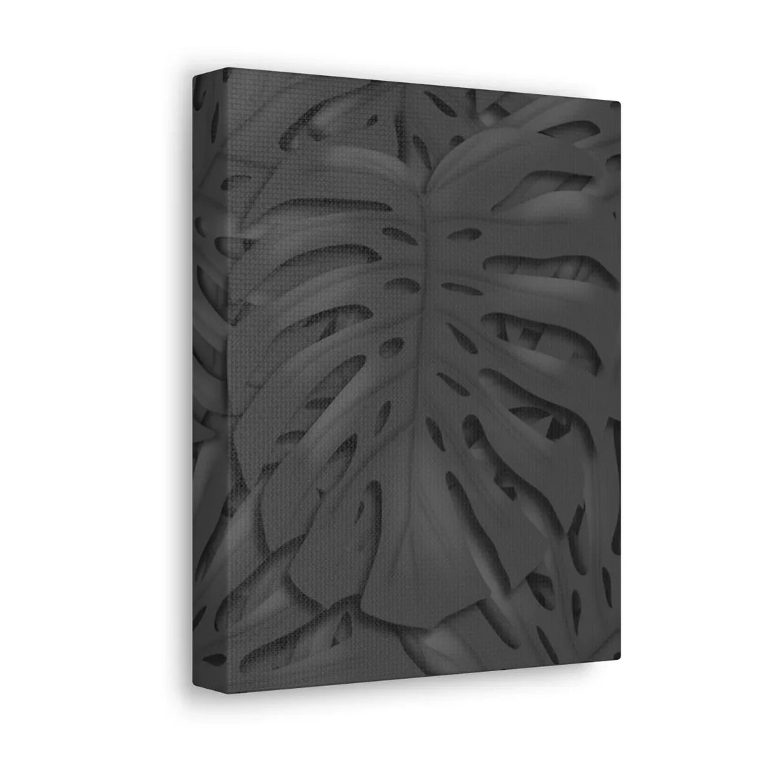Monstera Canvas Art – Charcoal Leaf Canvas Art Print | Durable Matte Cotton Wall Decor