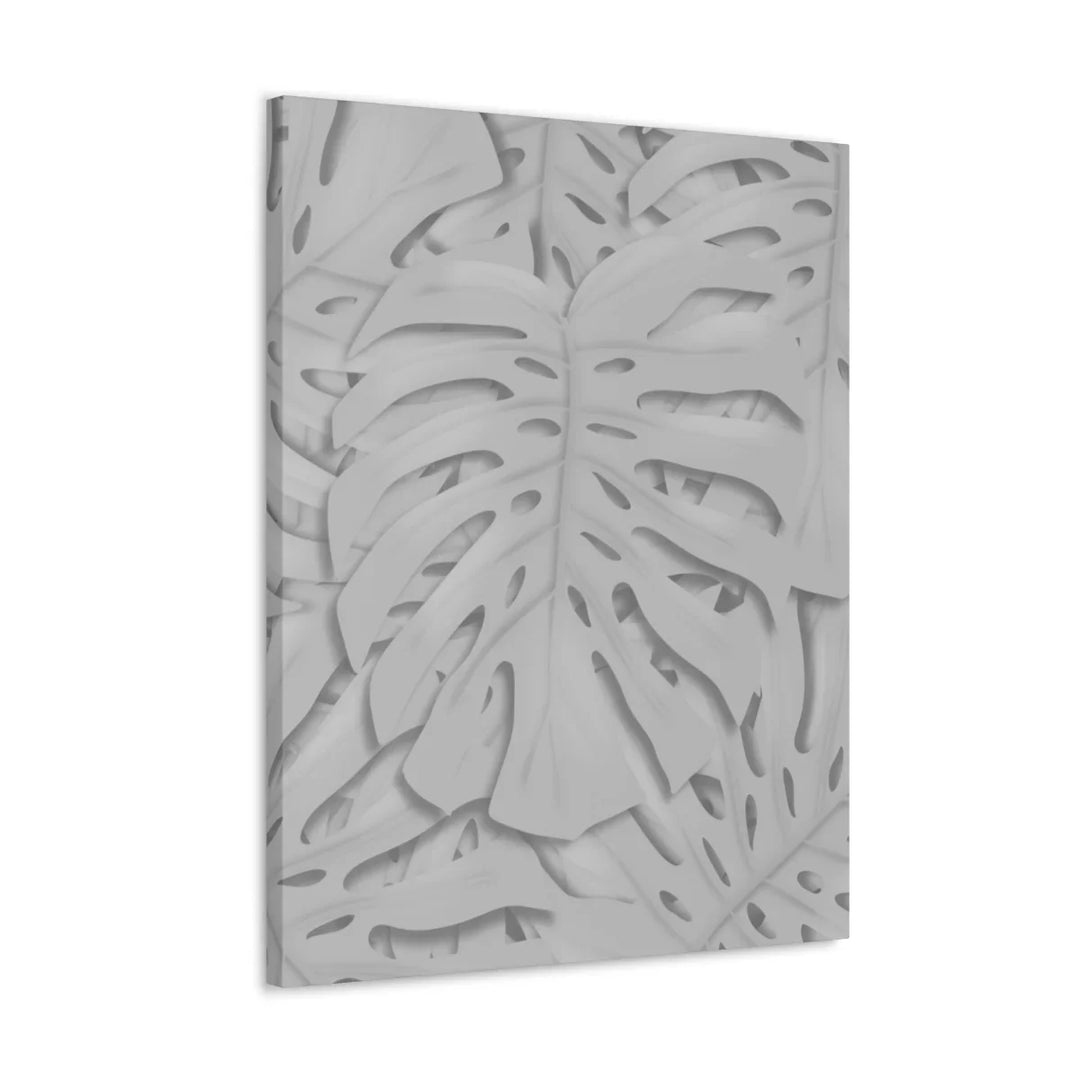 Monstera Canvas Art | Gray Canvas Print - Stretched Cotton Art Print for Indoor Wall Decor