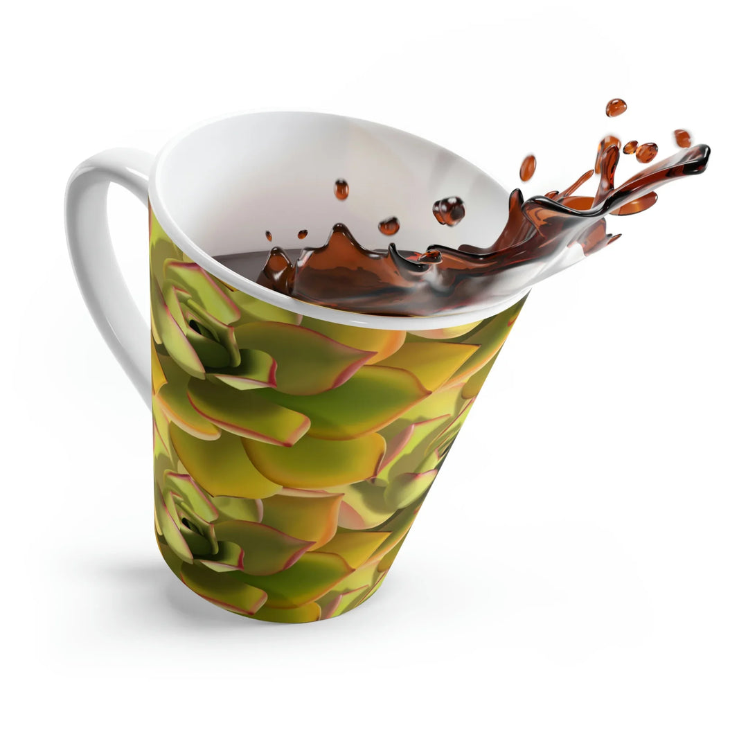Succulent Pattern Mug – Durable Ceramic Coffee Cup With Easy Grip Handle